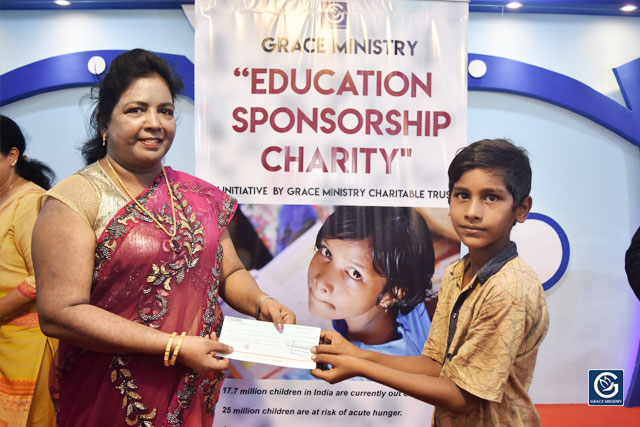 Grace Ministry Inaugurates Free Monthly Education scholarship for 25 needy and poor students at Prayer Center, Mangalore here on Sunday, April 14.